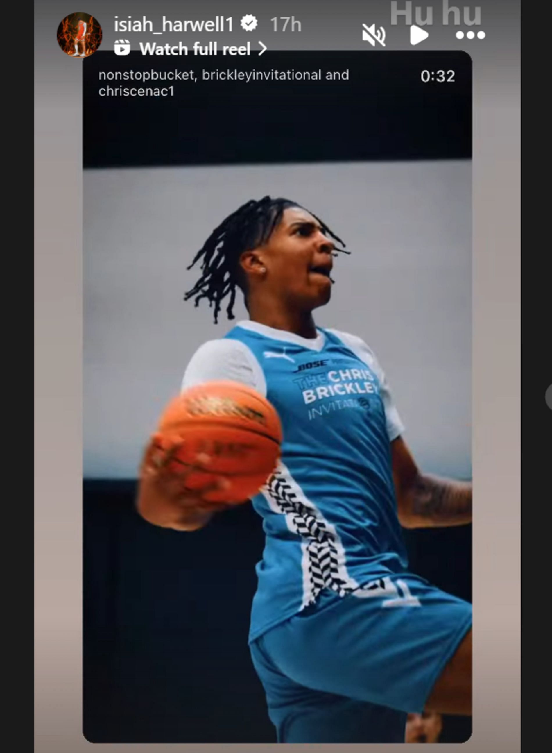 Isiah Harwell shares future teammate Chris Cenac Jr's Chris Brickley Invitational highlights (Source: IG/ isiah_harwell1)